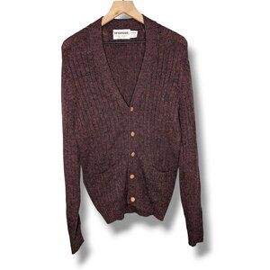 McGregor Wool Blend VTG Rib Sport Sweater cardigan 1960s Burgundy Mr. Rogers